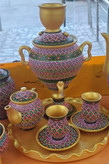 ست کامل چایخوری سفالی نقطهکوبی شده