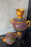 ست کامل چایخوری سفالی نقطهکوبی شده