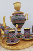 ست کامل چایخوری سفالی نقطهکوبی شده