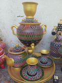 ست کامل چایخوری سفالی نقطهکوبی شده