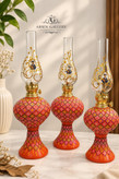 چراغ گردسوز سفالی نقطهکوبی طرح پرکار