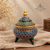 قندان سفالی سهپایه نقطهکوبی دستساز